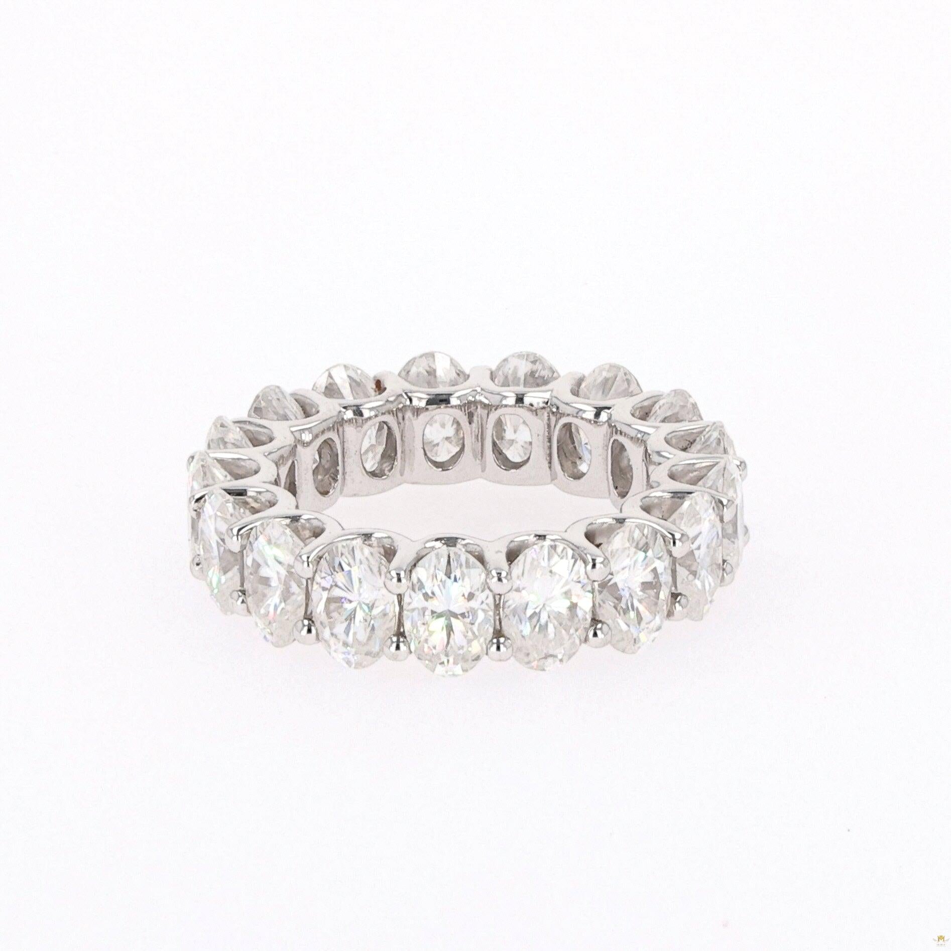 9.00 CTW   Oval Near-Colorless Moissanite Eternity Ring in 14K White Gold