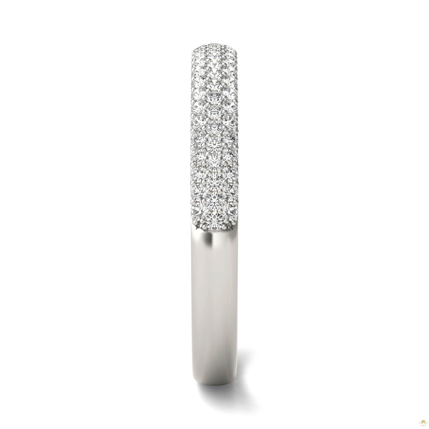 0.17 CTW   Round Moissanite Pave Ring in 14K White Gold