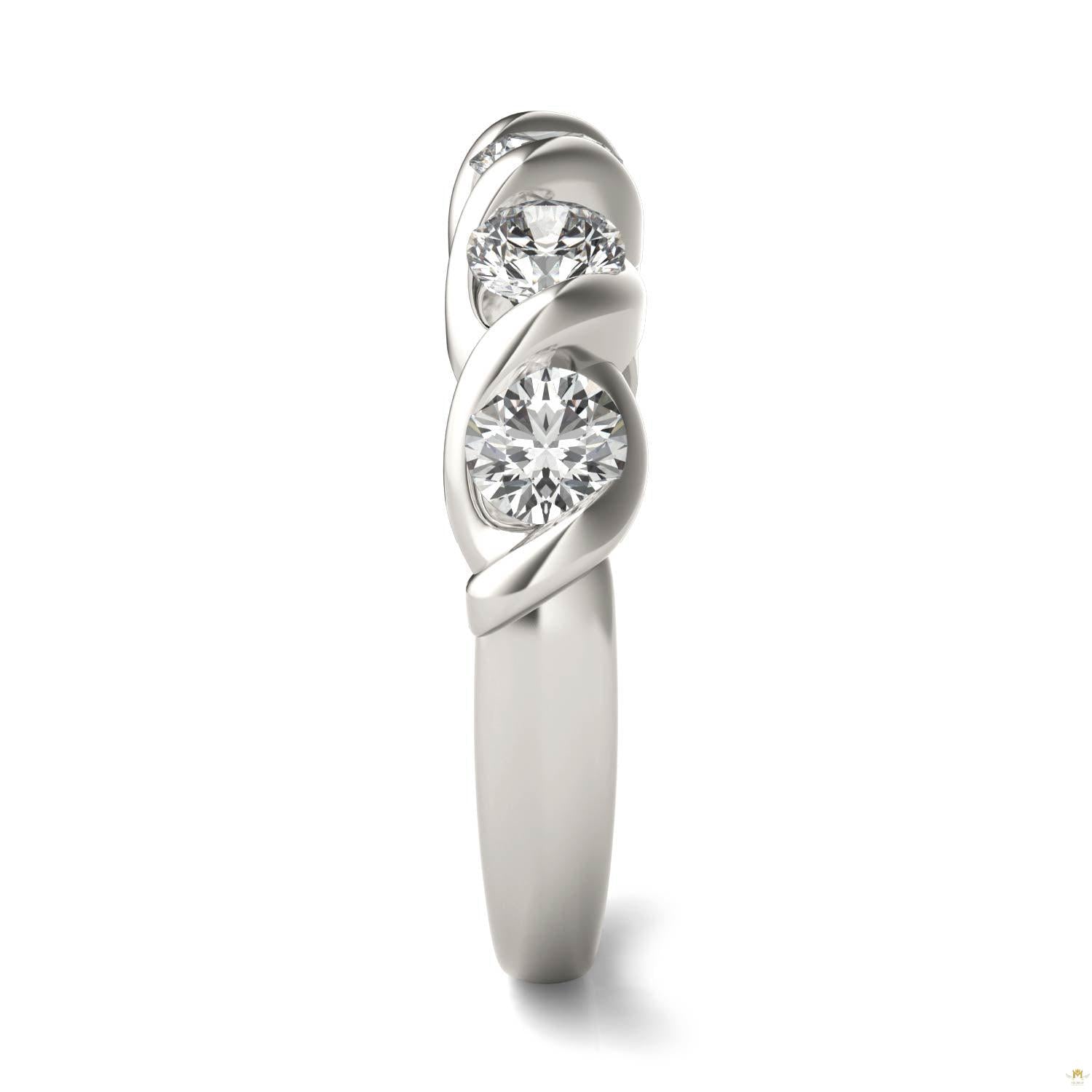 1.15 CTW   Round Moissanite Bypass Ring in 14K White Gold
