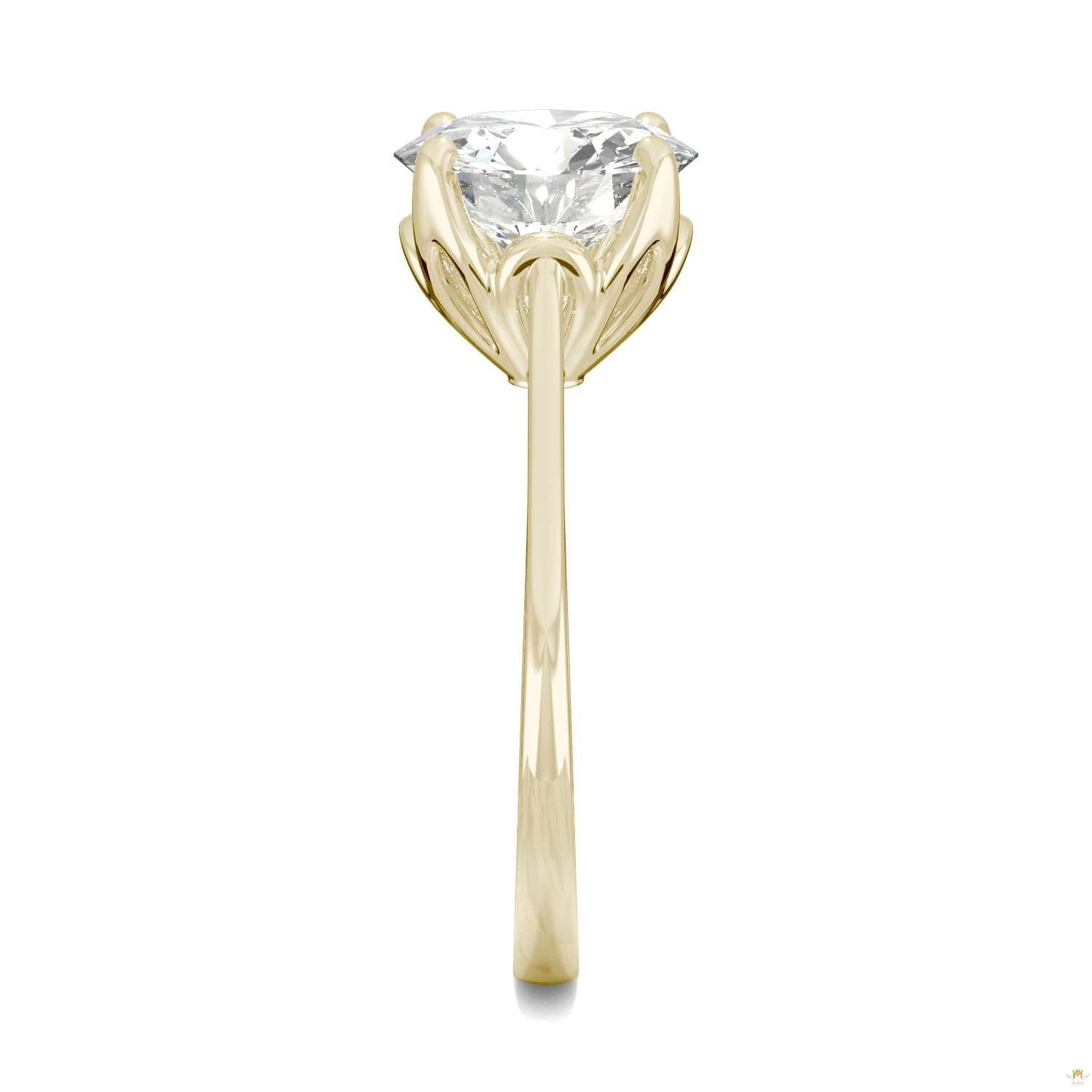 2.70 CTW   Round Moissanite Engagement Ring in 14K Yellow Gold