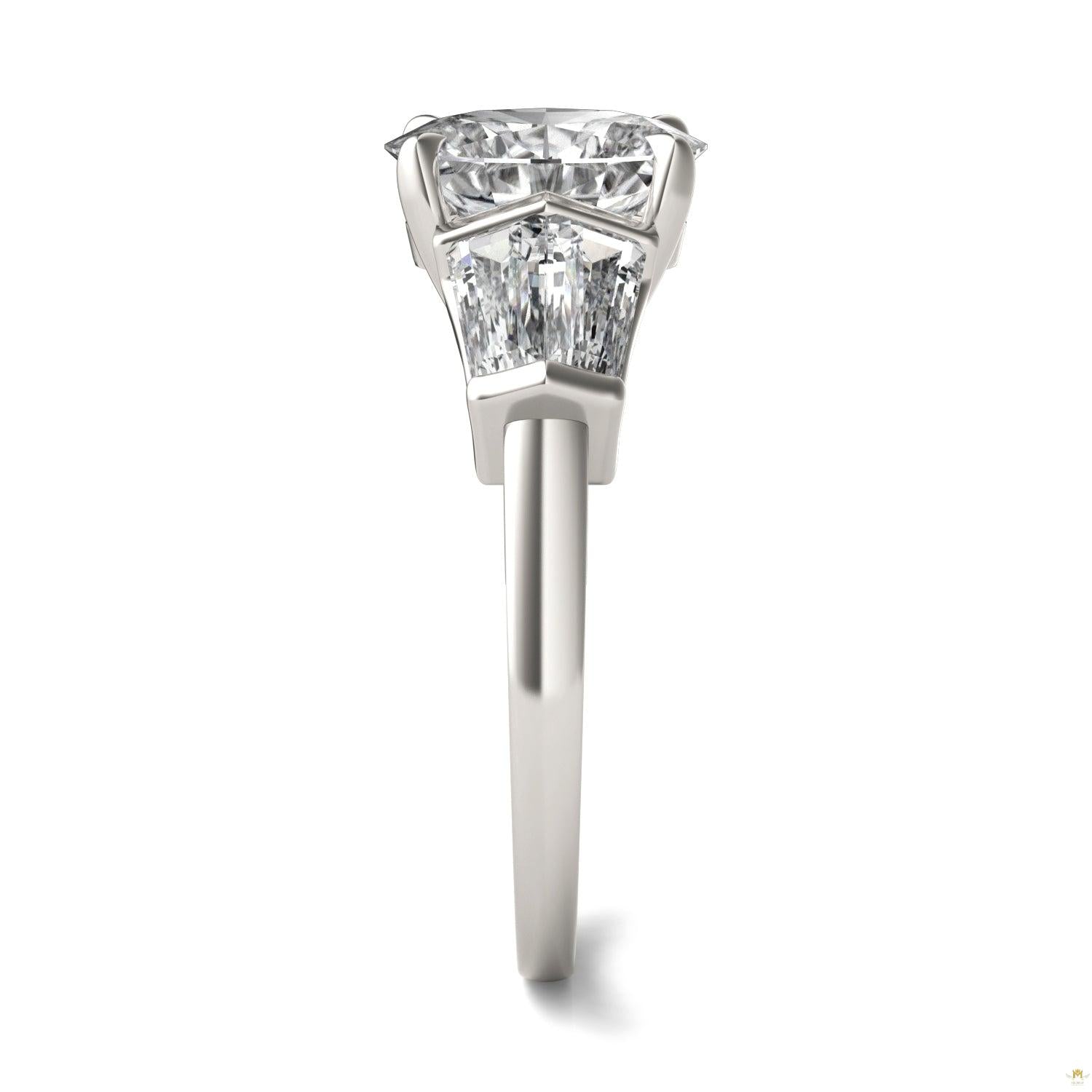 3.26 CTW   Oval Moissanite Five Stone Ring in 14K White Gold