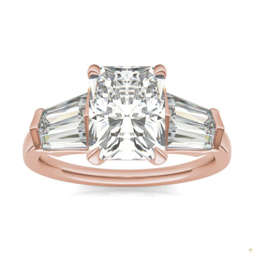 3.86 CTW   Radiant Moissanite Five Stone Ring in 14K Rose Gold