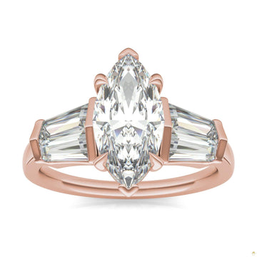 3.36 CTW   Marquise Moissanite Five Stone Ring in 14K Rose Gold