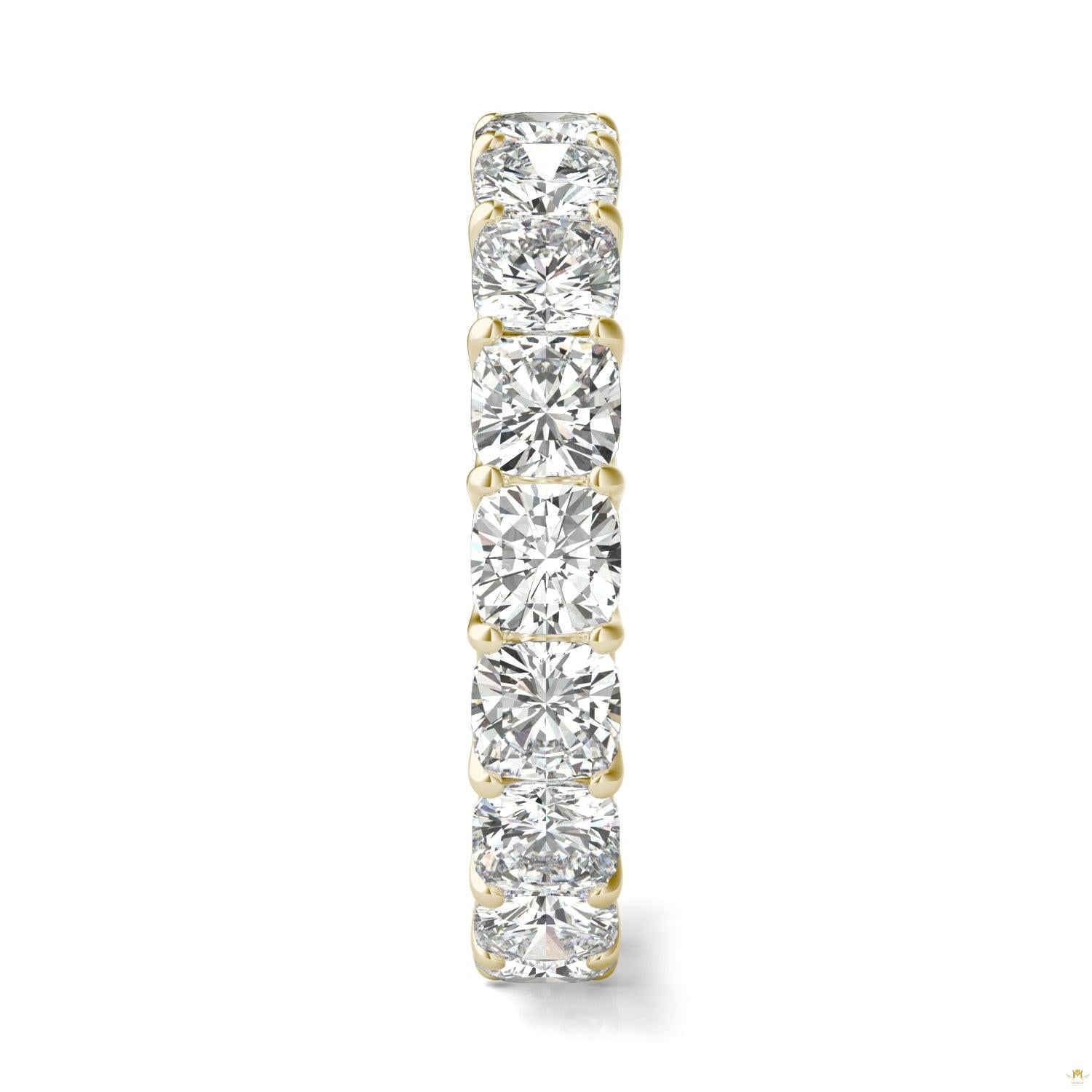 4.18 CTW   Cushion Moissanite Eternity Band in 14K Yellow Gold