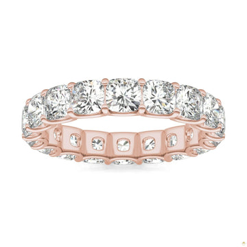 4.18 CTW   Cushion Moissanite Eternity Band in 14K Rose Gold