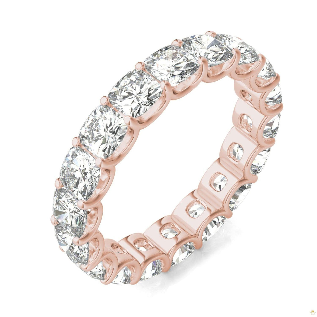 4.18 CTW   Cushion Moissanite Eternity Band in 14K Rose Gold