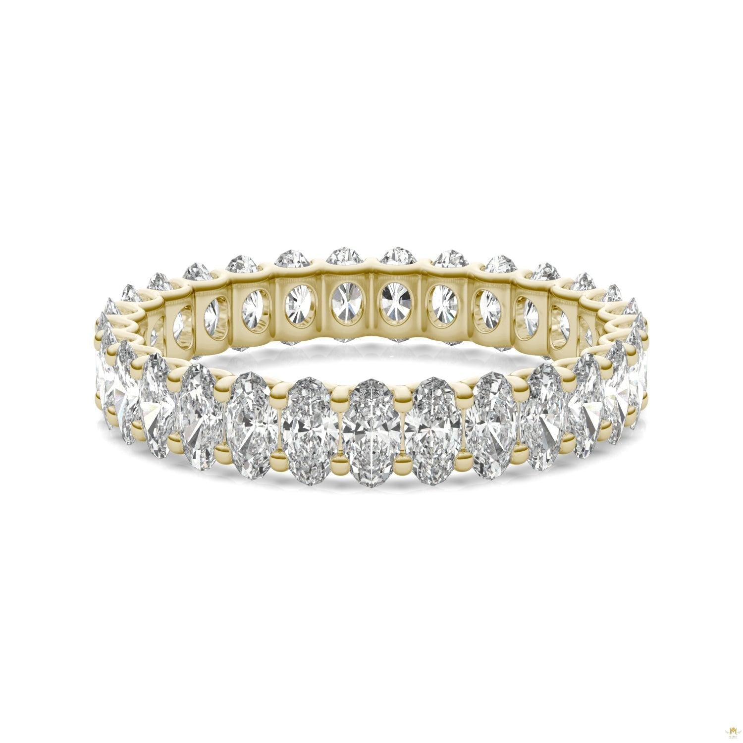 2.90 CTW   Oval Moissanite Eternity Band in 14K Yellow Gold