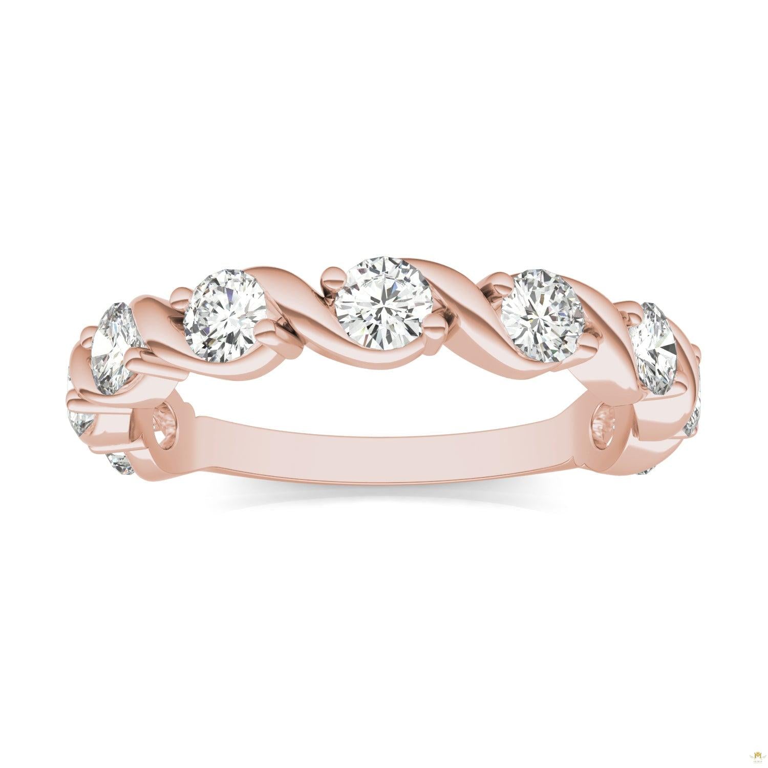 0.90 CTW   Round Moissanite Anniversary Band in 14K Rose Gold