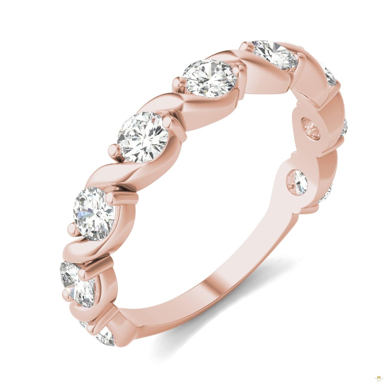 0.90 CTW   Round Moissanite Anniversary Band in 14K Rose Gold