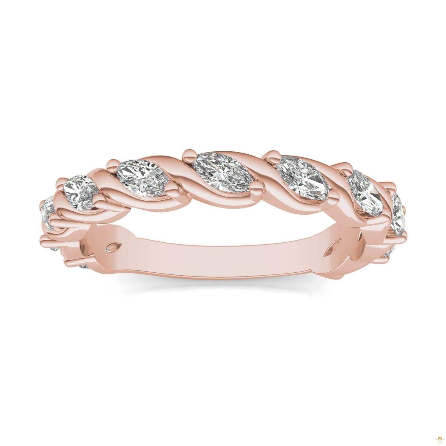 0.77 CTW   Marquise Moissanite Anniversary Band in 14K Rose Gold