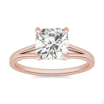 2.06 CTW   Cushion Moissanite Accented Ring in 14K Rose Gold