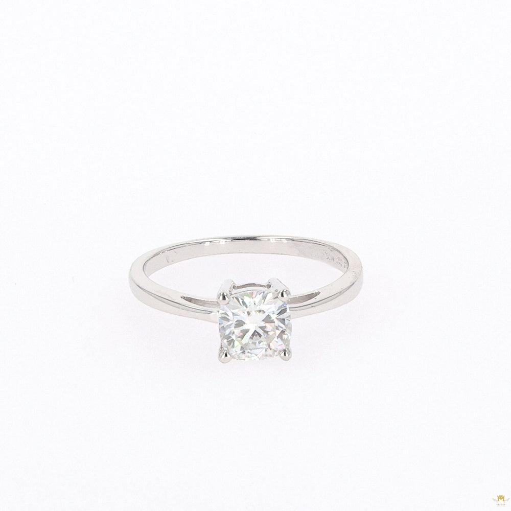 1.10 CTW   Cushion Moissanite Four Prong Solitaire Engagement Ring in Sterling Silver