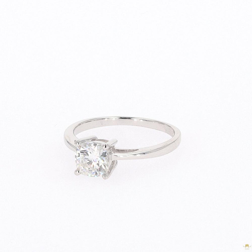 1.10 CTW   Cushion Moissanite Four Prong Solitaire Engagement Ring in Sterling Silver