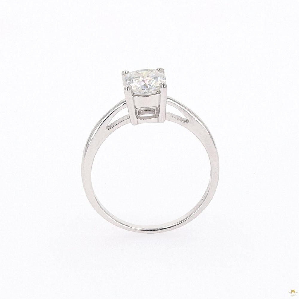 1.10 CTW   Cushion Moissanite Four Prong Solitaire Engagement Ring in Sterling Silver