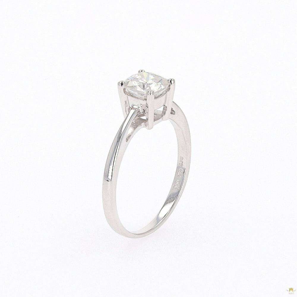 1.10 CTW   Cushion Moissanite Four Prong Solitaire Engagement Ring in Sterling Silver
