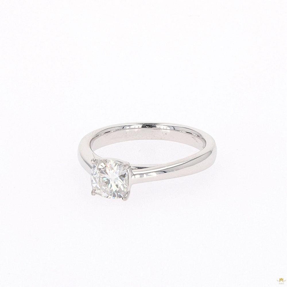 1.10 CTW   Cushion Moissanite Four Prong Solitaire Engagement Ring in Sterling Silver