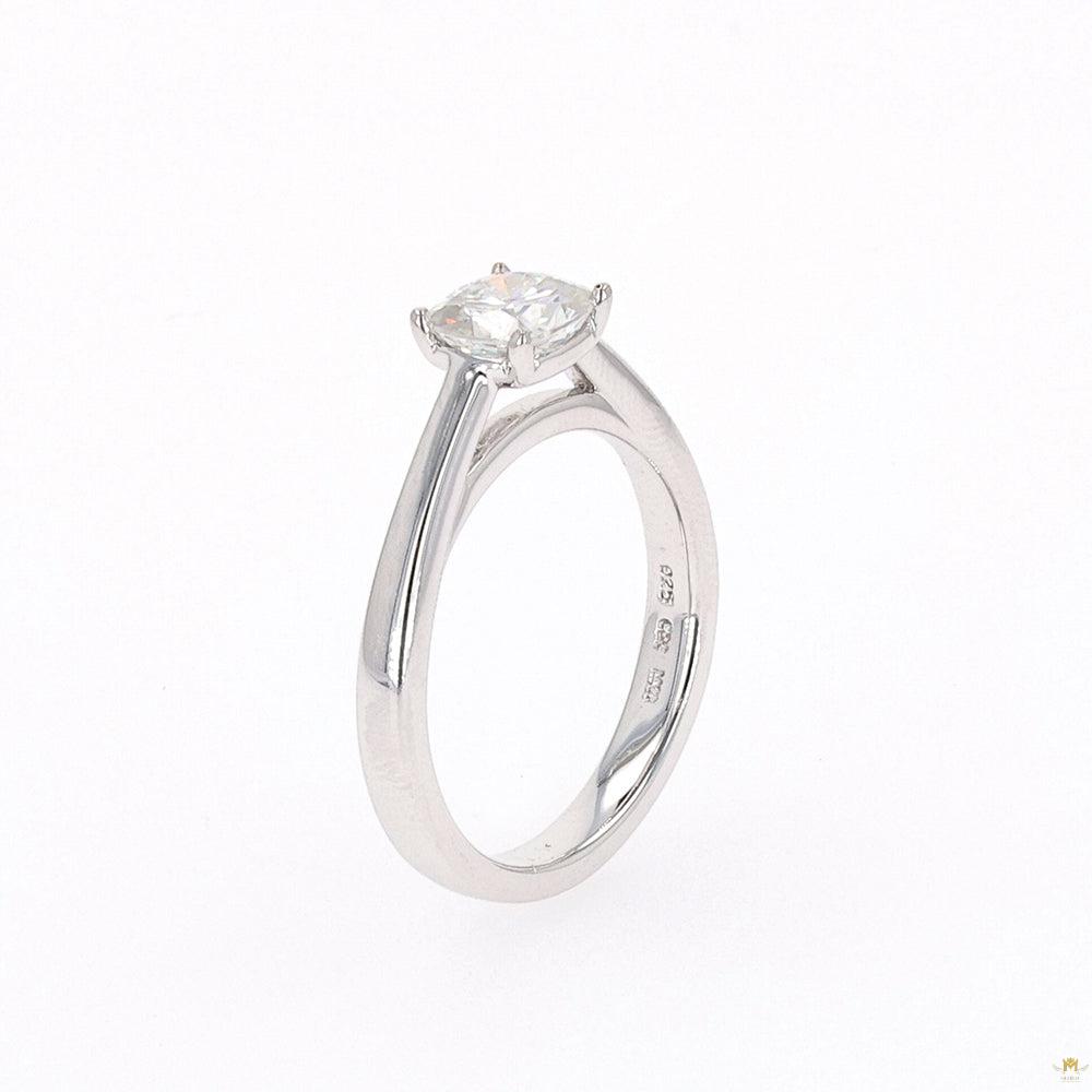 1.10 CTW   Cushion Moissanite Four Prong Solitaire Engagement Ring in Sterling Silver