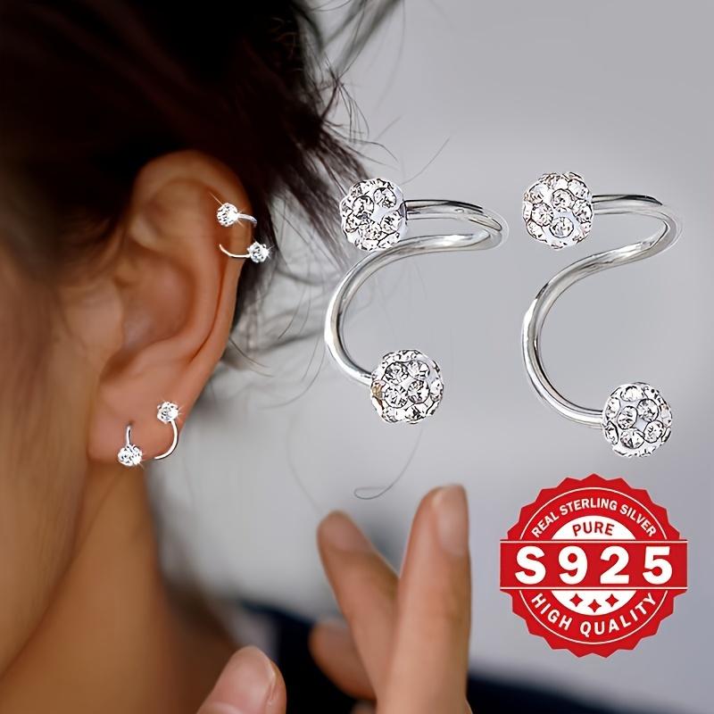 S-TYPE Hoop Earrings with Sparkling Cubic Zirconia