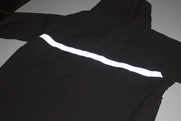 Stylish Black Trench Coat With Reflective Stripe Design Waterproof Night Visibility All-Season Wear Rain Jacket Rainwear Secondary image