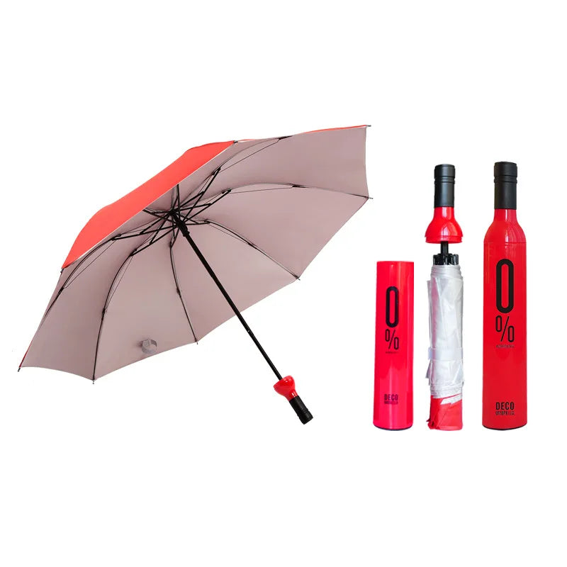 Custom Printed 3-Folding Automatic Golf Umbrella for Rain Travel Wine Bottle Advertise-Cheap Gift Promotion Main image