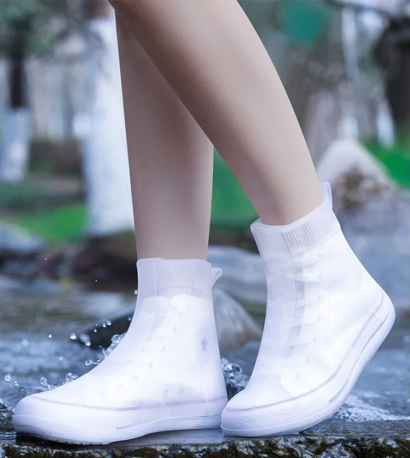 Men's Women's Waterproof Rain Boots Cover Rain Gear Thickened Shoe Covers Non-Slip Shoe Cover for Adult Easy Storage