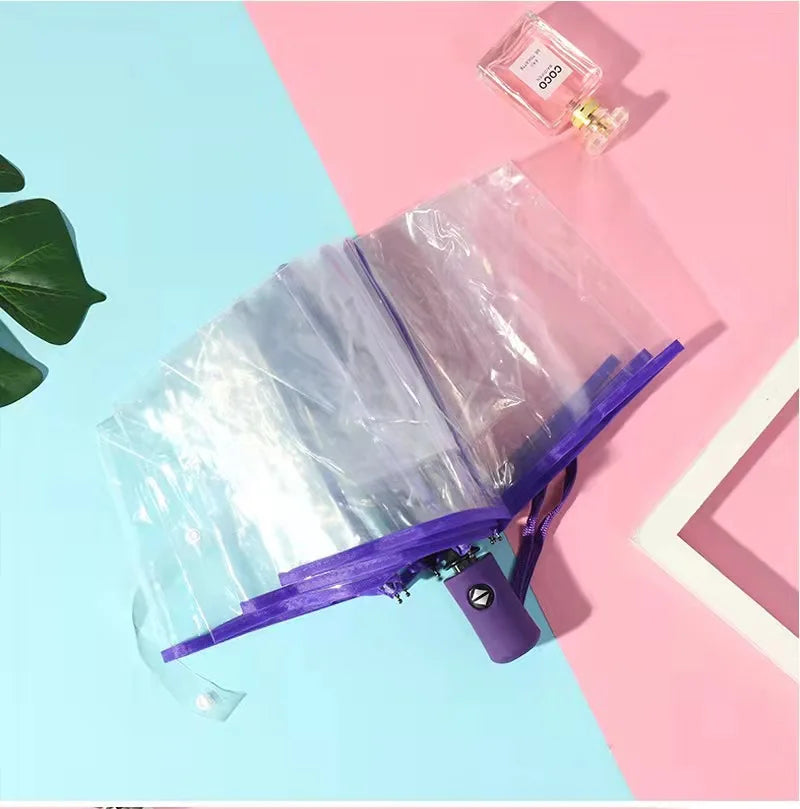 Celebrities' Choice Automatic Folded Bubble Canopy Clear Umbrella for Children Pongee Fabric Sunshade for Travel