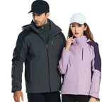 Outdoor Work Clothes Women Men Waterproof Breathable Two-Piece Set Three-in-One Winter Ski Suit Warm Layer Rain Jackets Raincoat