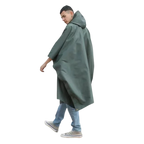 Green Waterproof Raincoat Poncho Adults Customized Letters Printing PVC Material One Size Hooded Style Outdoor Hiking Rainy Days