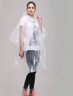 Custom Portable Clear Plastic Poncho for Adults Rain Jacket With Hoods Sleeves for Women Men for Hiking New Condition Made EVA