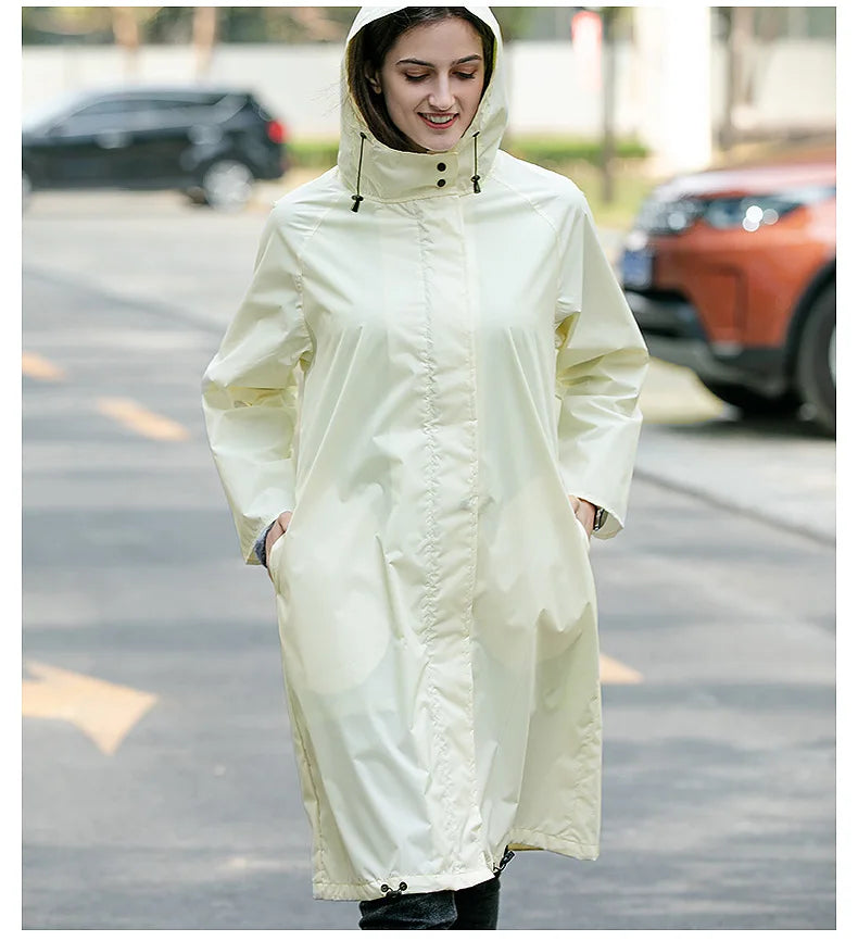 Custom Adults Rainsuit Hood Drawstring Raincoat Poncho Waterproof Polyester Travel Hiking Featuring Customizable Logo Decoration