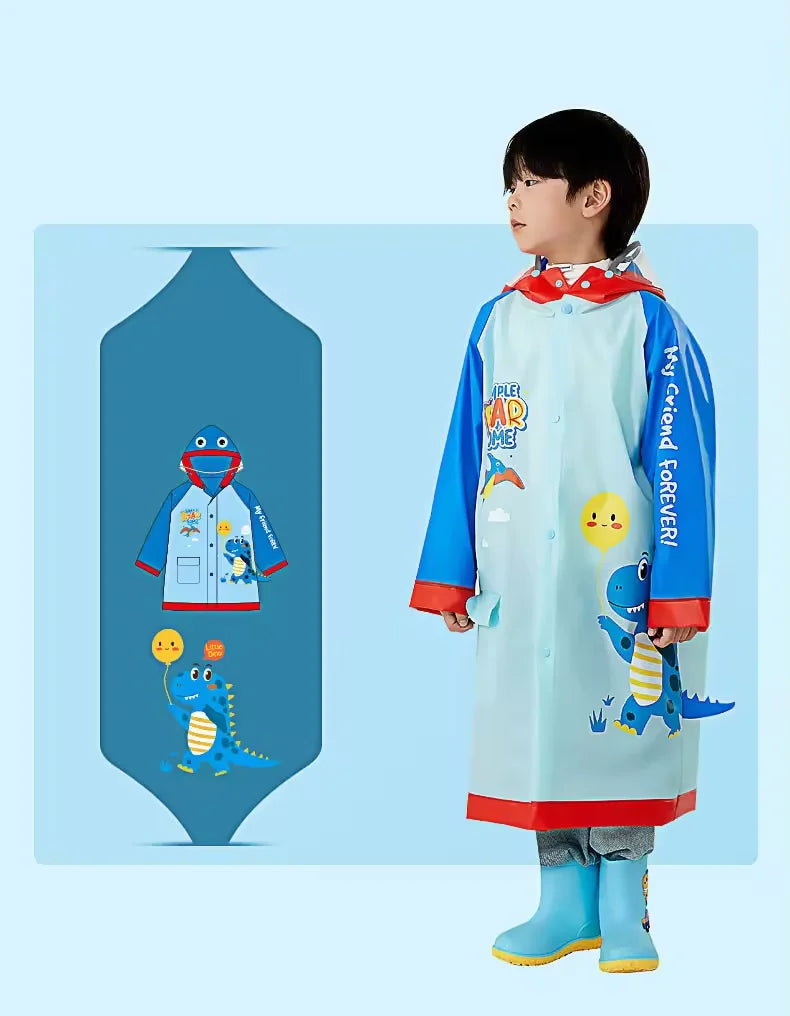 High Quality Eva Children's  Cartoon Waterproof Raincoat  Poncho Student Rainwear Outdoor Schoolbag for Kids Girls Wholesale