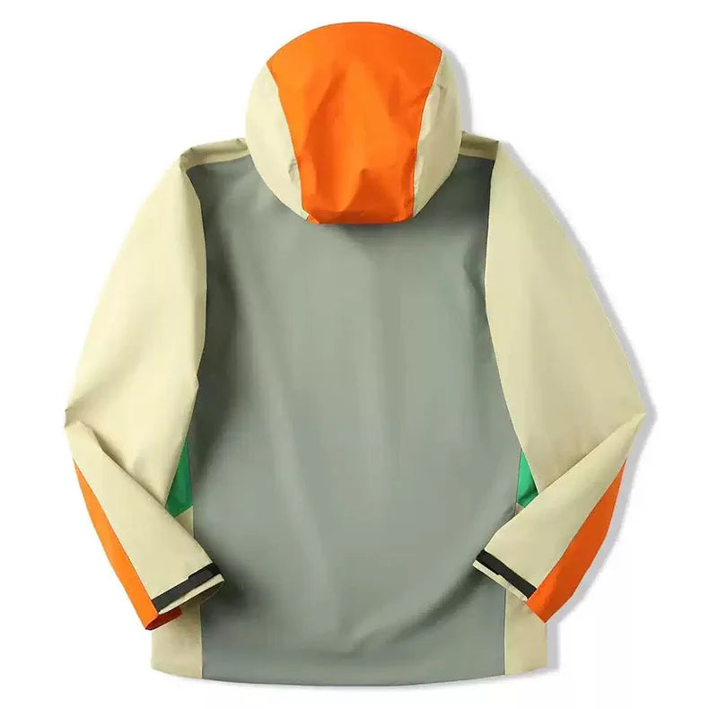 Unisex Outdoor Waterproof Windbreaker Contrast Color Hooded Jacket Assault Suit for Men Women XL Size Zipper Closure Raincoat Secondary image