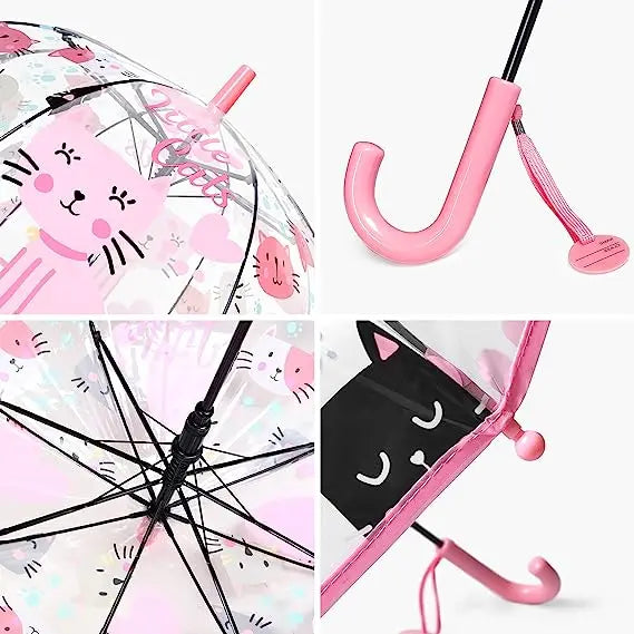 Kids Windproof Bubble Umbrella Cheap Rain Gear Clear Safety Dome Fabric Handle and Frame for Boys and Girls Metal Plastic Modern