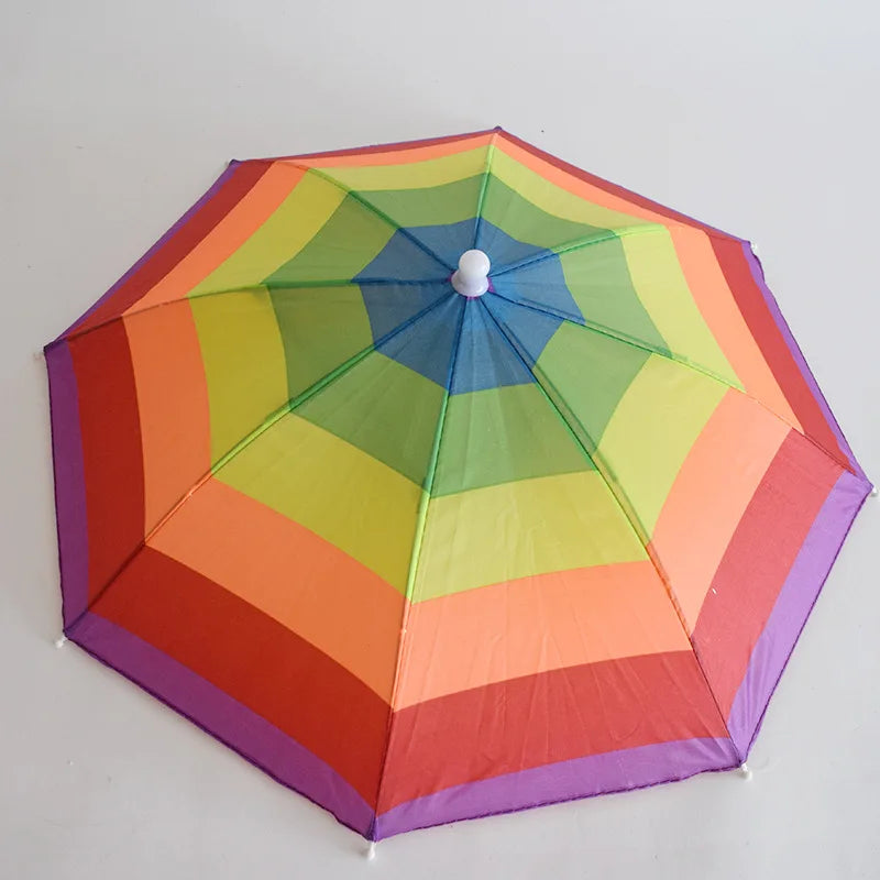 Custom Design Colorful Anti-UV Hat Umbrella for the Rain and Sunny Travel Umbrella Without Handle