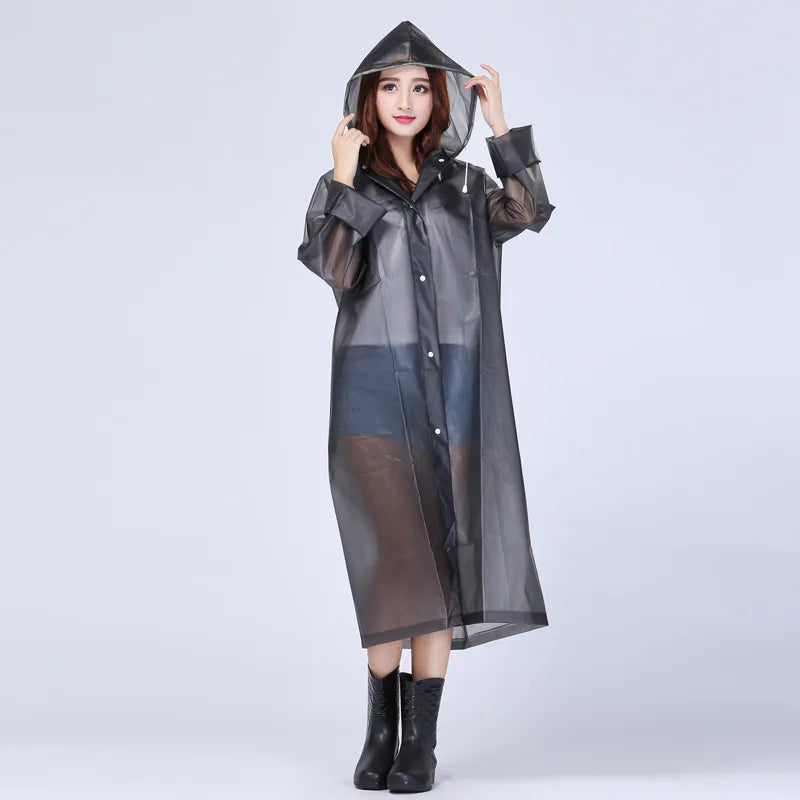 Custom High Quality Adult EVA PEVA Raincoat Waterproof Poncho for Outdoor Activity-for Hiking Travel Rainwear Clothing