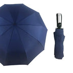 23-Inch Large Size Full Automatic 3-Folding Umbrella 10 Rainproof UV Proof Pongee Fabric Metal Plastic Logo Adults Traveling