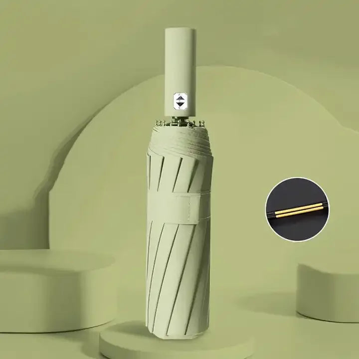 Compact Travel Folding Umbrella Windproof Rainproof Auto Open/Close Anti-UV Plastic Handle Manual Control Pongee Big Travel