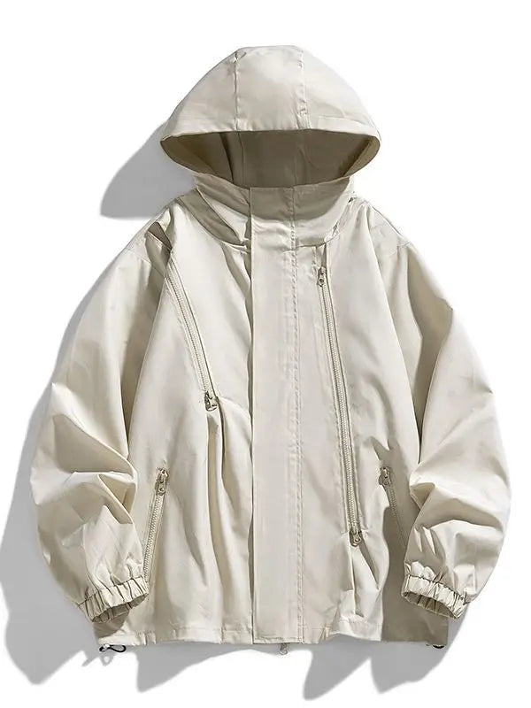 Men's High Quality Waterproof Polyester Windbreaker Print Pattern Rain Jacket With Logo for Hiking Rainy Outdoor Activities