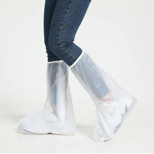 PVC Shoe Cover With High Barrel  Elastic Band Waterproof and Thickened Sole Wear-resistant Rain Proof  Shoe Cover