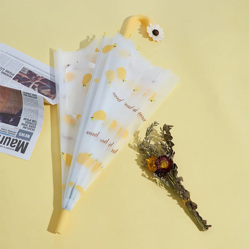 Small Customized Logo Automatic Folding Umbrella With Long Handle Transparent Straight Rod Fresh Color-for Cars