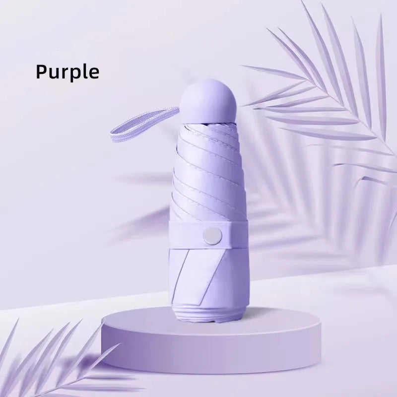 Super Mini Pocket Compact UV 5-Folded Umbrella With Automatic Open Fabric Case for Sun Protection for Travel