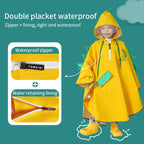 Factory Supply Kids Waterproof Rain Cape Customizable Logo Portable and Reusable Fashion Polyester Hooded Raincoats for Girls