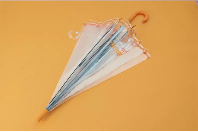 Small Customized Logo Automatic Folding Umbrella With Long Handle Transparent Straight Rod Fresh Color-for Cars Secondary image