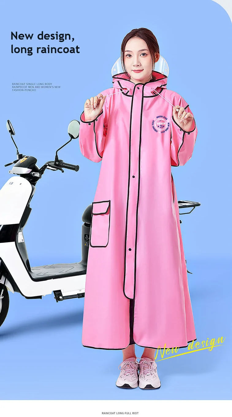 Adult Raincoat Full Body Rainstorm Proof Men's and Women's Lengthened Thickened Single Rider Hiking Poncho