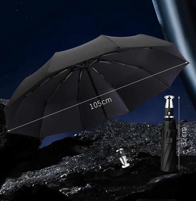 Wholesale Custom 3-Fold Luxury Branded Umbrella High Quality Super Strong Windproof With 10 Ribs UV Printing New Design Sunshade