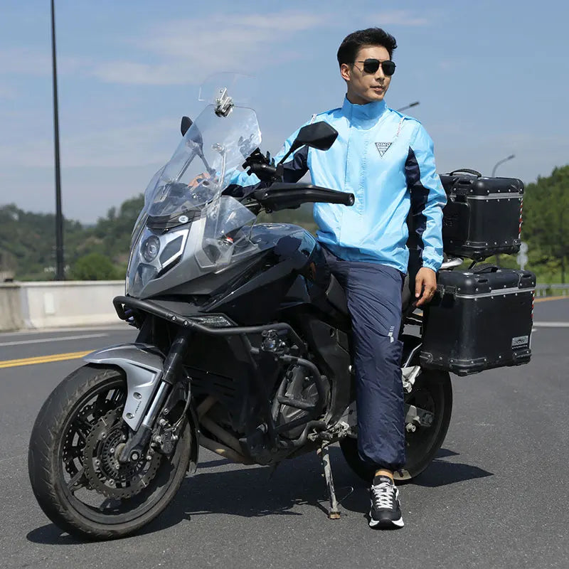 Women's & Men's Reflective Rain Jacket Coat PU Material Waterproof Nylon Split Raincoat Pants Suit for Work Hiking & Fishing Secondary image