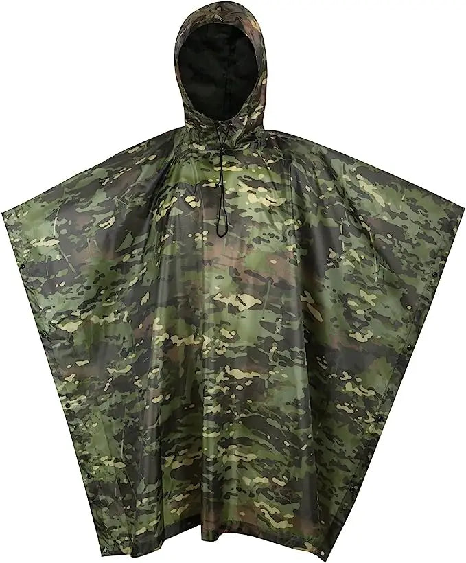 Multifunction Waterproof Raincoat Poncho Camouflage Style With Hood One Pocket Raincoat Suit Outdoor Camping Tent Rain Cover Main image