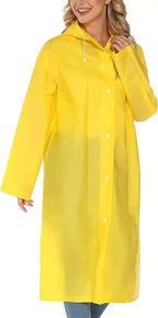 Women and Unisex Reusable Waterproof Long EVA Rain Poncho Packable Hooded Rain Jacket for Adults for Tourism and Motorcycle Use