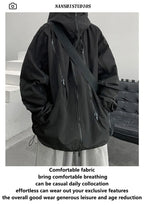 Samurai Brand Heavy-Weight Black Jacket Waterproof Windbreaker for Boys Loose Fit Spring and Autumn Outdoor Wear