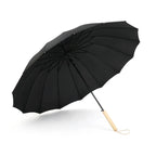 Japan Designed 23inch 16K Straight Umbrella Wood Handle Customizable Logo 190T Pongee 8K Ribs Outdoor Rain Mini Rain Advertising